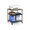 3-Tier Coffee Wooden Rolling Printer Cart with Lockable Wheels and Adjustable Storage Shelves
